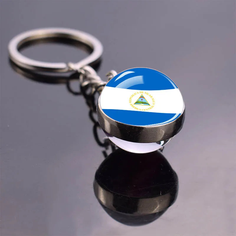 North American Countries Flag Keychains Glass Ball Keyring United States Mexico Canada Country National Flag Jewelry Key Chains