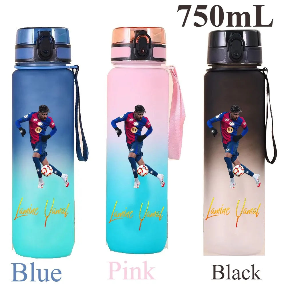 1000ml Football Star Straw Gourd Water Cup Lamine Yamal Large Capacity Sports Flip Cover Drinking Bottle Fans Support Items Gift