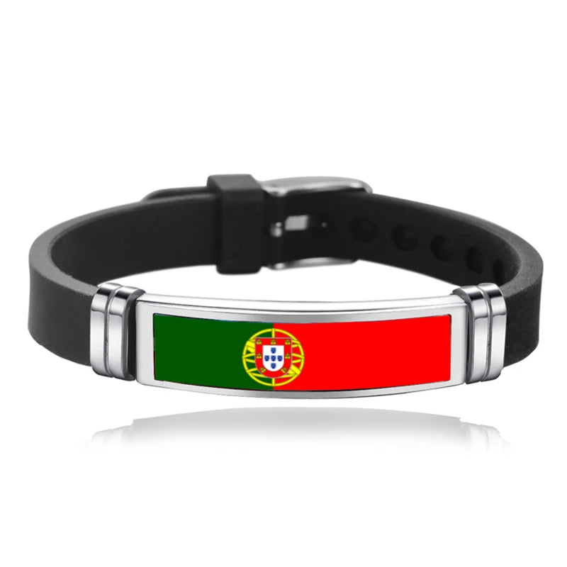 National Flag Bracelet USA France Canada Flags Bangle Adjustable Silicone Sports Bracelets Wristband For Men Jewelry