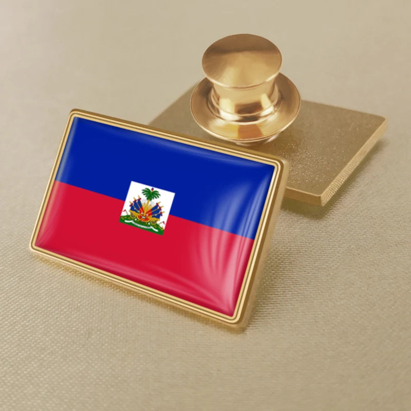 Haiti Haitians Map Flag National Emblem National Flower Brooches Badges Lapel Pins