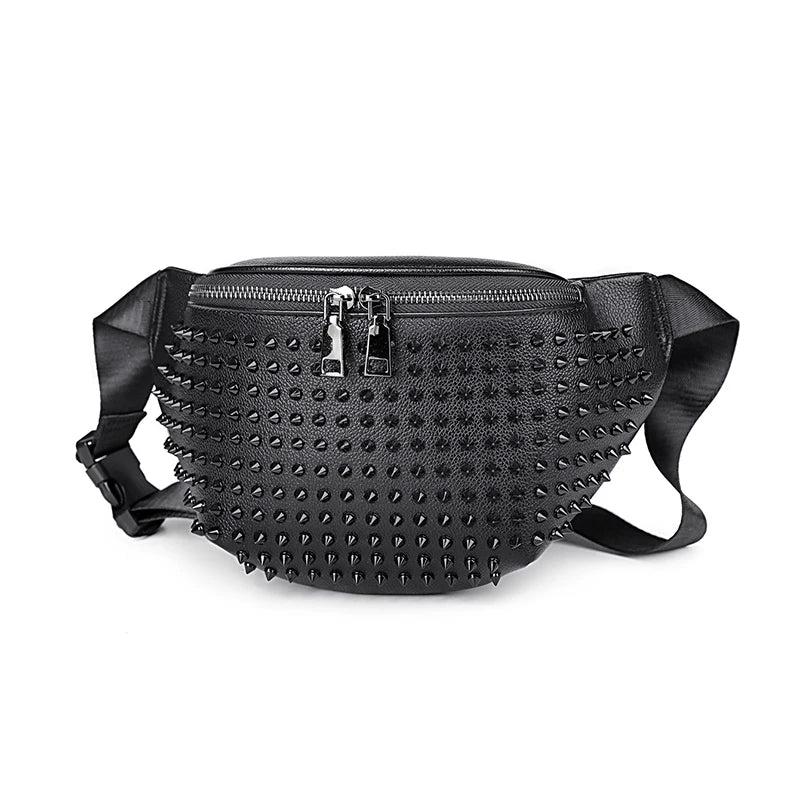 Men Clutch Bag Fashion Personalized Rivet Design HighQuality Leather Waterproof Wallet Versatile Contrast Color Simple ZipperBag