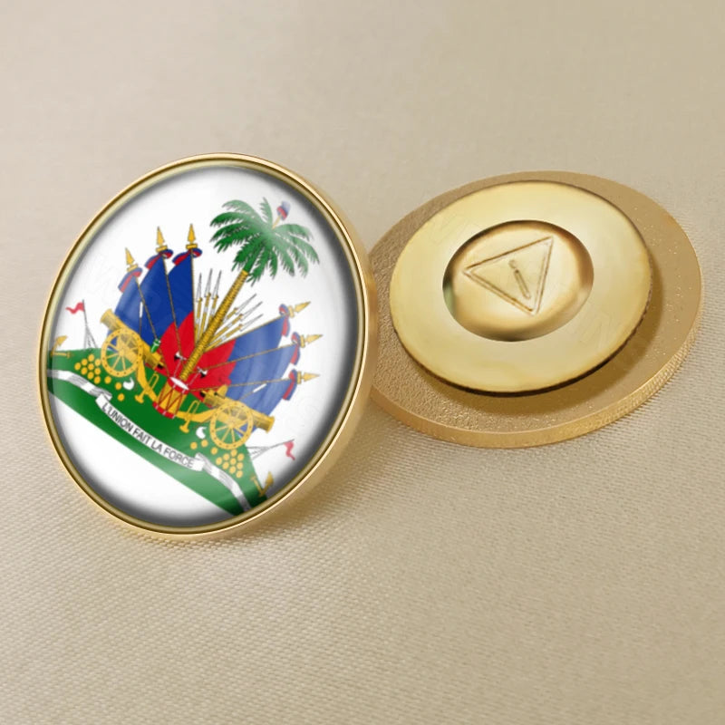 Haiti Haitians Map Flag National Emblem National Flower Brooches Badges Lapel Pins