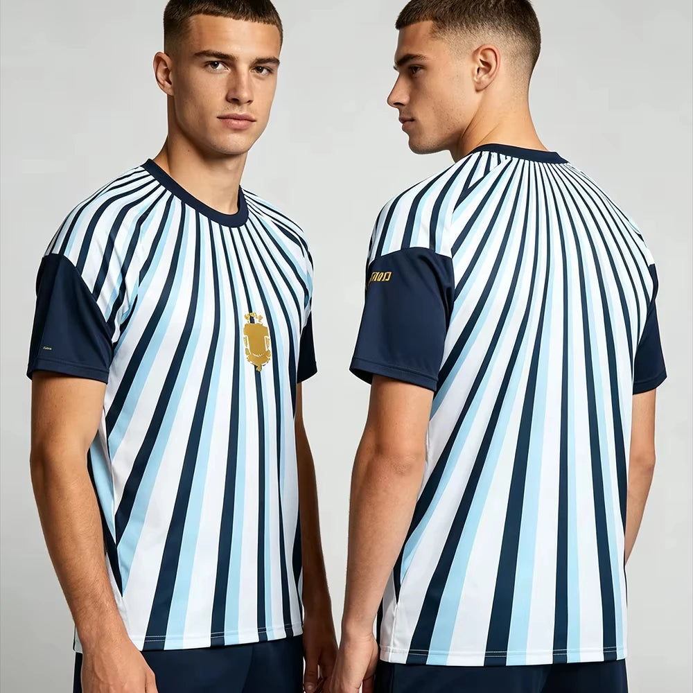 2026 Argentina Soccer Mesh Jersey Football Fans Gift Top Quick Dry Breathable Tees Short Sleeve Unisex Parent-child T-shirt Tops