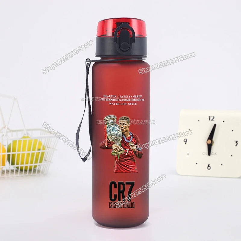650ml CR7 Children Water Bottle Soccer Star Ronaldo Kids Straw Cup Outdoor Sport Boy Girl Drink Bottle School Leak Proof Jugs